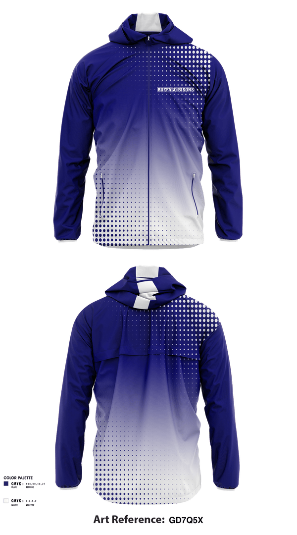 Windbreaker, Buffalo Bisons, Football, Teamtime, Team time, sublimation, custom sports apparel, team uniforms, spirit wear, spiritwear, sports uniforms, custom shirts, team store, custom team store, fundraiser sports, apparel fundraiser