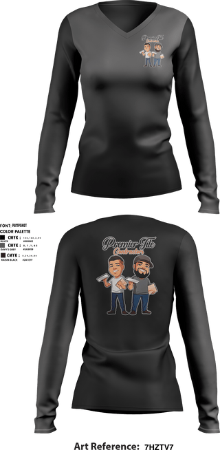 Women's Long Sleeve Vneck Shirt, Premier tile contractorsPremier tile contractors, , Teamtime, Team time, sublimation, custom sports apparel, team uniforms, spirit wear, spiritwear, sports uniforms, custom shirts, team store, custom team store, fundraiser sports, apparel fundraiser