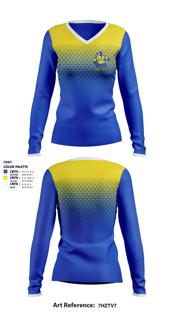 Women's Long Sleeve Vneck Shirt, Jewell High School, Spirit Store, Teamtime, Team time, sublimation, custom sports apparel, team uniforms, spirit wear, spiritwear, sports uniforms, custom shirts, team store, custom team store, fundraiser sports, apparel fundraiser
