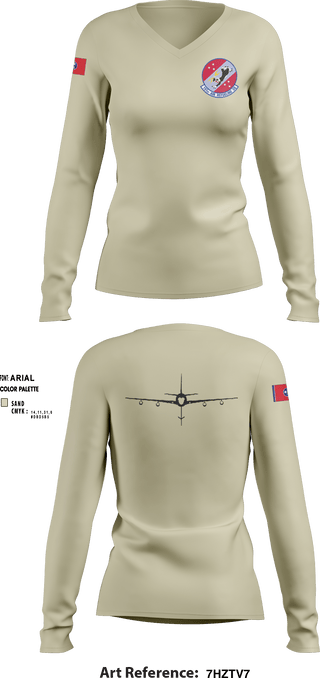 Women's Long Sleeve Vneck Shirt, 151st Air Refueling Squadron, Air Force, Teamtime, Team time, sublimation, custom sports apparel, team uniforms, spirit wear, spiritwear, sports uniforms, custom shirts, team store, custom team store, fundraiser sports, apparel fundraiser