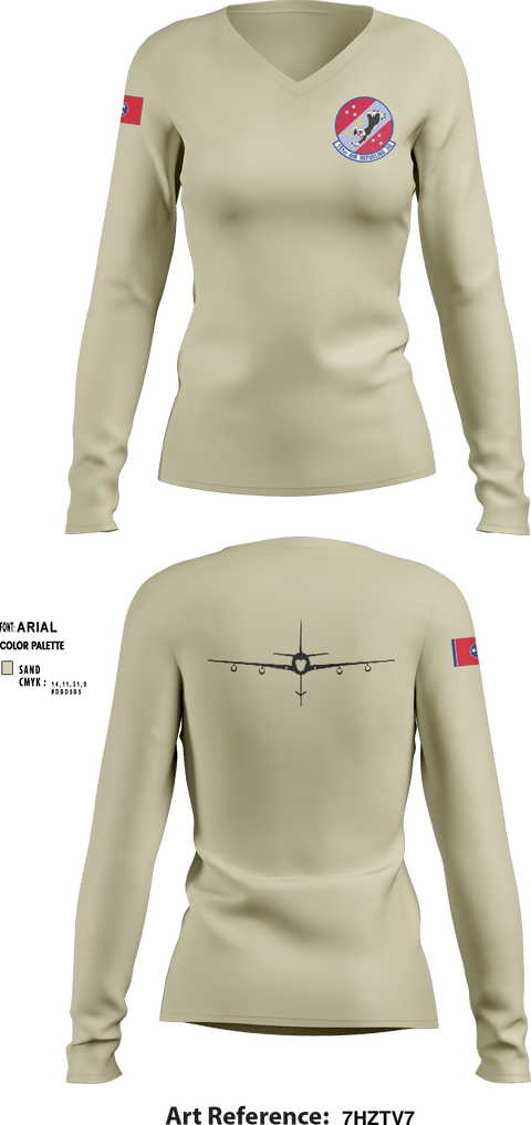 Women's Long Sleeve Vneck Shirt, 151st Air Refueling Squadron, Air Force, Teamtime, Team time, sublimation, custom sports apparel, team uniforms, spirit wear, spiritwear, sports uniforms, custom shirts, team store, custom team store, fundraiser sports, apparel fundraiser