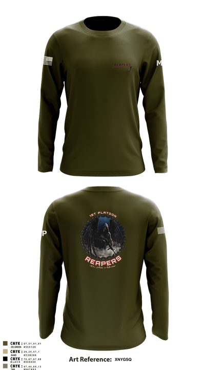49th A co 1st Platoon REAPERS 78641109 Long Sleeve Performance Shirt - 3