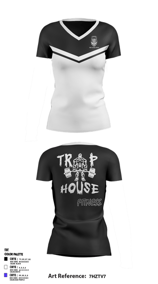 Women's Short Sleeve Vneck Shirt, Trap House Fitness, Spirit Store, Teamtime, Team time, sublimation, custom sports apparel, team uniforms, spirit wear, spiritwear, sports uniforms, custom shirts, team store, custom team store, fundraiser sports, apparel fundraiser