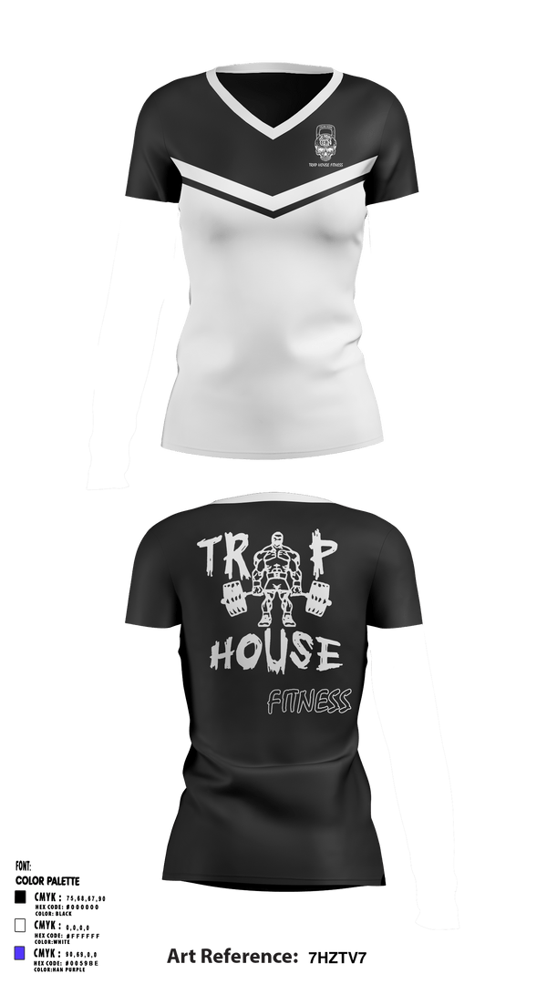 Women's Short Sleeve Vneck Shirt, Trap House Fitness, Spirit Store, Teamtime, Team time, sublimation, custom sports apparel, team uniforms, spirit wear, spiritwear, sports uniforms, custom shirts, team store, custom team store, fundraiser sports, apparel fundraiser