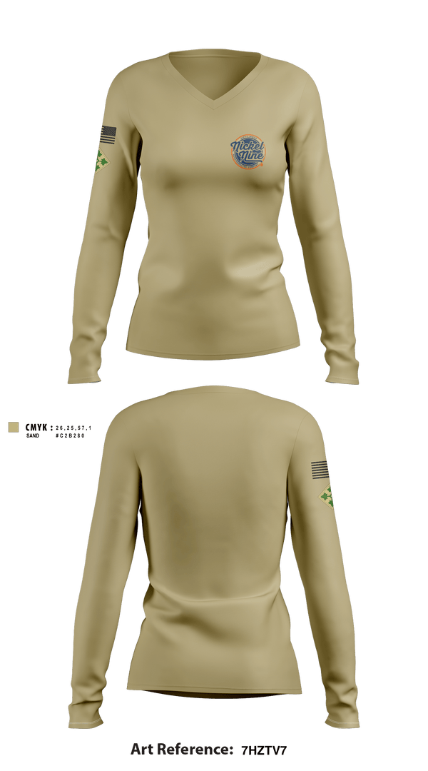 Women's Long Sleeve Vneck Shirt, , Army, Teamtime, Team time, sublimation, custom sports apparel, team uniforms, spirit wear, spiritwear, sports uniforms, custom shirts, team store, custom team store, fundraiser sports, apparel fundraiser