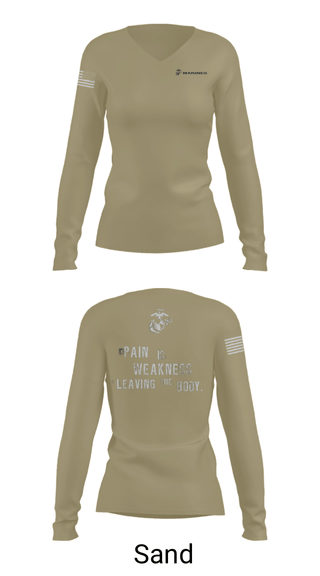 Women's Long Sleeve Vneck Shirt, , Marines, Teamtime, Team time, sublimation, custom sports apparel, team uniforms, spirit wear, spiritwear, sports uniforms, custom shirts, team store, custom team store, fundraiser sports, apparel fundraiser