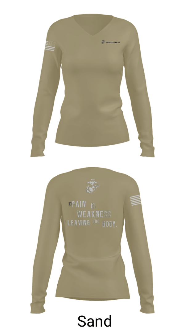 Women's Long Sleeve Vneck Shirt, , Marines, Teamtime, Team time, sublimation, custom sports apparel, team uniforms, spirit wear, spiritwear, sports uniforms, custom shirts, team store, custom team store, fundraiser sports, apparel fundraiser