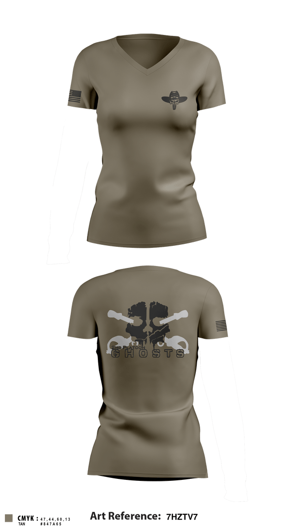 Women's Short Sleeve Vneck Shirt, GHOSTS, Army, Teamtime, Team time, sublimation, custom sports apparel, team uniforms, spirit wear, spiritwear, sports uniforms, custom shirts, team store, custom team store, fundraiser sports, apparel fundraiser