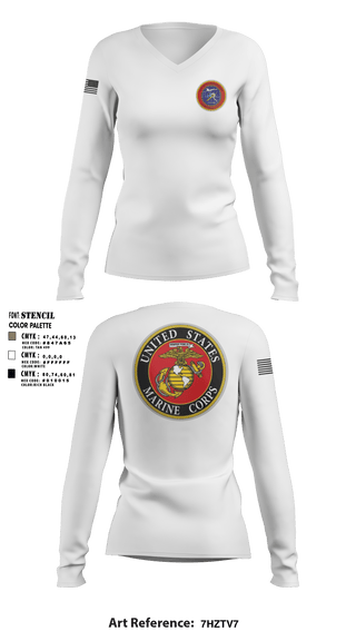 Women's Long Sleeve Vneck Shirt, , Marines, Teamtime, Team time, sublimation, custom sports apparel, team uniforms, spirit wear, spiritwear, sports uniforms, custom shirts, team store, custom team store, fundraiser sports, apparel fundraiser