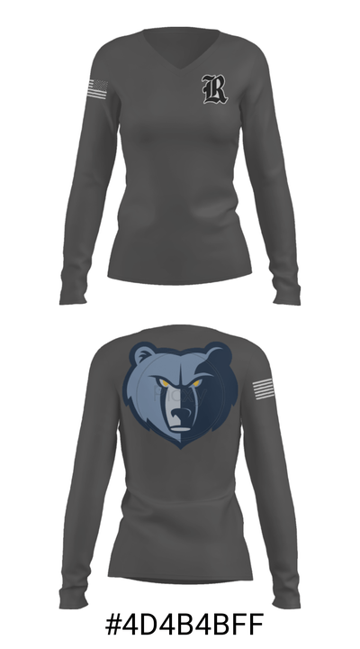 Riverbank High School 34077007 Women's Long Sleeve V-neck Shirt - 34