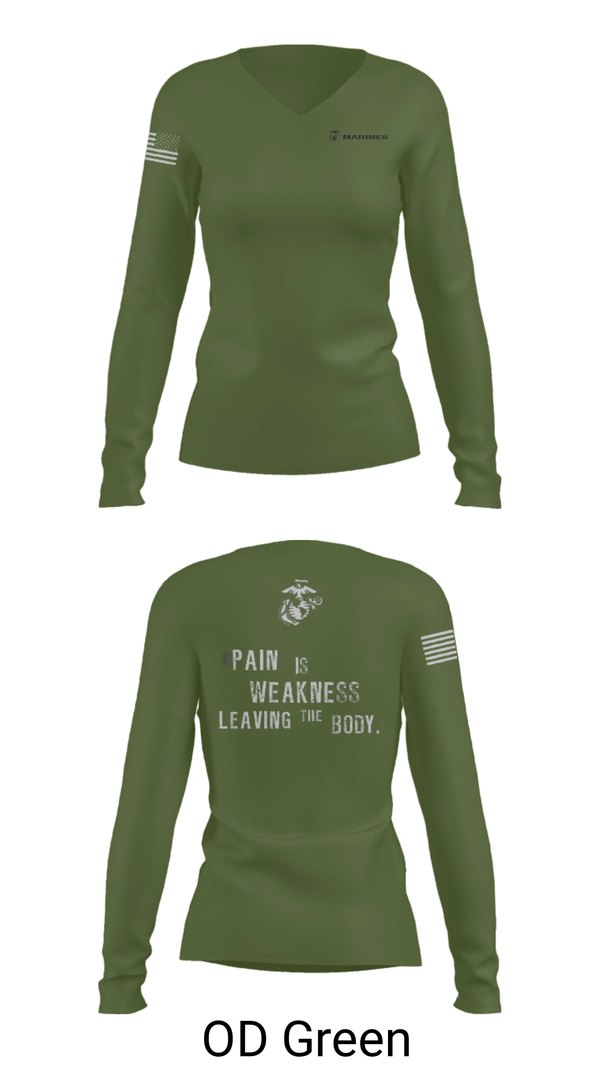 Women's Long Sleeve Vneck Shirt, , Marines, Teamtime, Team time, sublimation, custom sports apparel, team uniforms, spirit wear, spiritwear, sports uniforms, custom shirts, team store, custom team store, fundraiser sports, apparel fundraiser