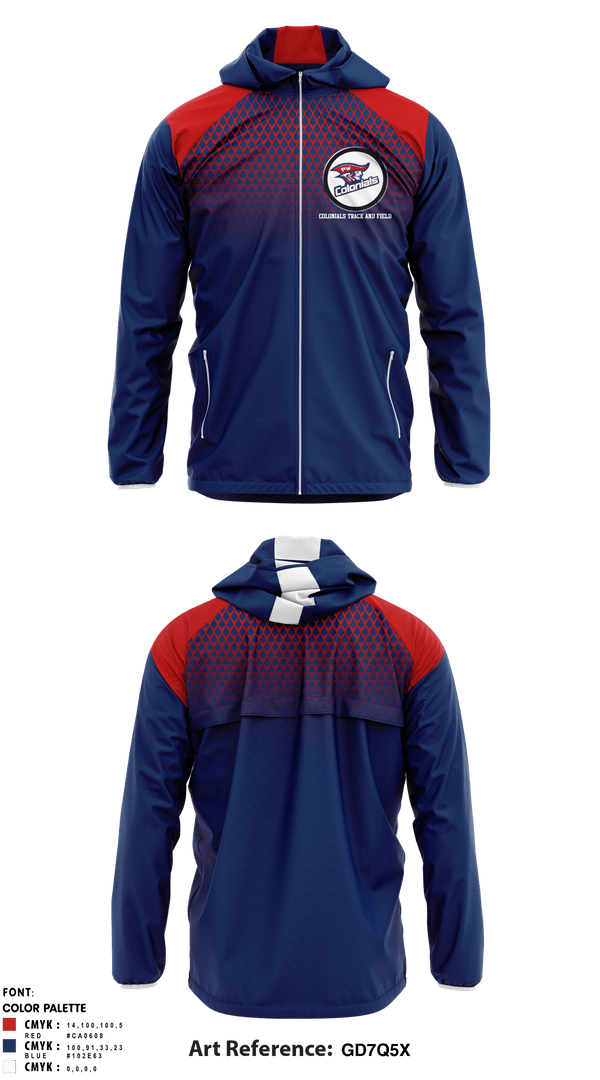 Windbreaker, Colonials Track and Field, Track & Field, Teamtime, Team time, sublimation, custom sports apparel, team uniforms, spirit wear, spiritwear, sports uniforms, custom shirts, team store, custom team store, fundraiser sports, apparel fundraiser