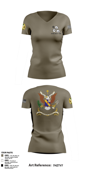 1-155th Dixie Thunder 83572891 Women's Short Sleeve V-neck Shirt - 7