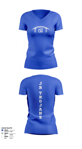 Women's Short Sleeve Vneck Shirt, Orland Jr Trojans Football, Football, Teamtime, Team time, sublimation, custom sports apparel, team uniforms, spirit wear, spiritwear, sports uniforms, custom shirts, team store, custom team store, fundraiser sports, apparel fundraiser