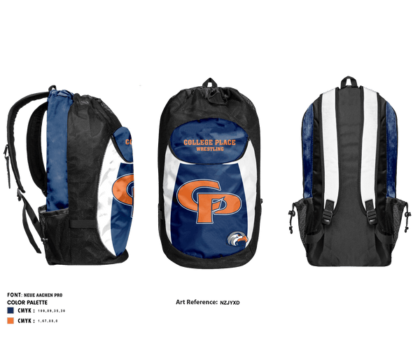Gear Bag, College Place Wrestling, Wrestling, Teamtime, Team time, sublimation, custom sports apparel, team uniforms, spirit wear, spiritwear, sports uniforms, custom shirts, team store, custom team store, fundraiser sports, apparel fundraiser