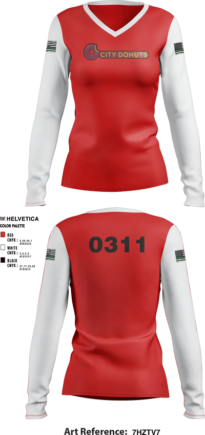 CITY DONUTS 48128680 Women's Long Sleeve V-neck Shirt - 3