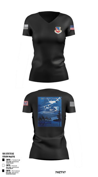 Women's Short Sleeve Vneck Shirt, 157th Air Refueling Wing, , Teamtime, Team time, sublimation, custom sports apparel, team uniforms, spirit wear, spiritwear, sports uniforms, custom shirts, team store, custom team store, fundraiser sports, apparel fundraiser