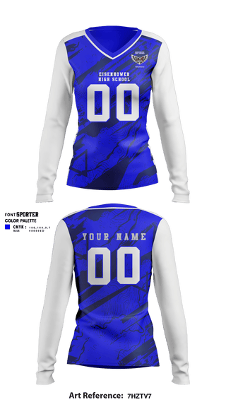 Women's Long Sleeve Vneck Shirt, Eisenhower High School Volleyball, Women's Volleyball, Teamtime, Team time, sublimation, custom sports apparel, team uniforms, spirit wear, spiritwear, sports uniforms, custom shirts, team store, custom team store, fundraiser sports, apparel fundraiser
