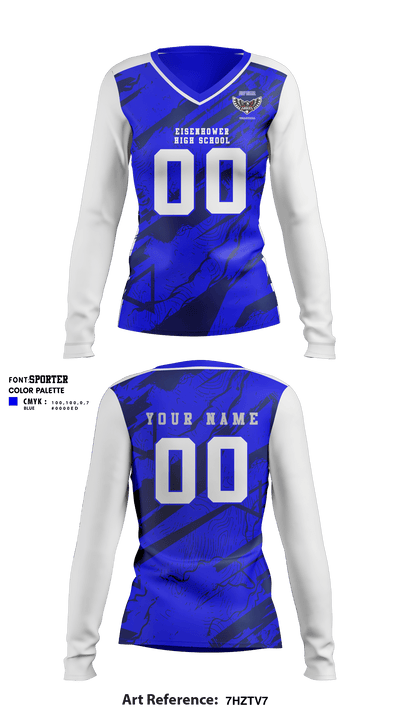 Eisenhower High School Volleyball 77100721 Women's Long Sleeve V-neck Shirt - 2