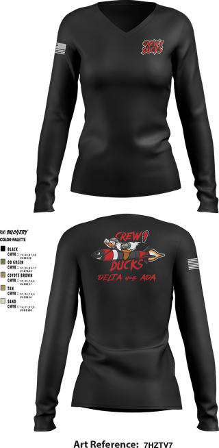 Women's Long Sleeve Vneck Shirt, , Army, Teamtime, Team time, sublimation, custom sports apparel, team uniforms, spirit wear, spiritwear, sports uniforms, custom shirts, team store, custom team store, fundraiser sports, apparel fundraiser