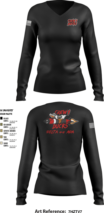 Delta 4-5 58559779 Women's Long Sleeve V-neck Shirt - 1