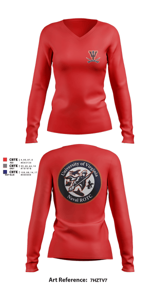 Women's Long Sleeve Vneck Shirt, University of Virginia NROTC, Navy, Teamtime, Team time, sublimation, custom sports apparel, team uniforms, spirit wear, spiritwear, sports uniforms, custom shirts, team store, custom team store, fundraiser sports, apparel fundraiser
