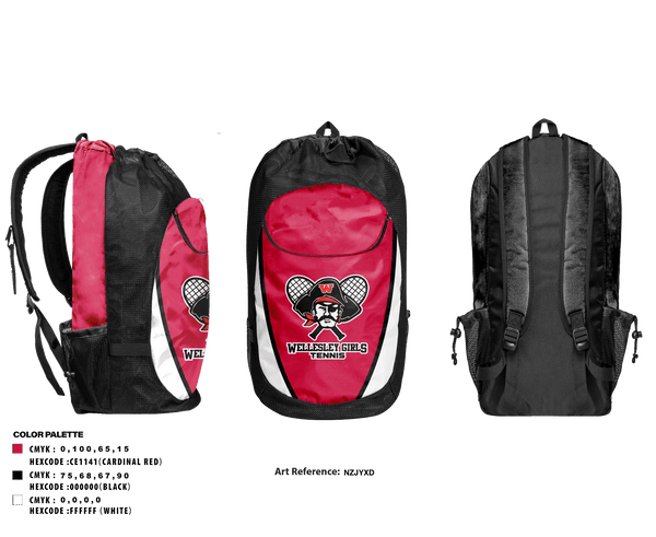 Gear Bag, wellesley girls tennis, Tennis, Teamtime, Team time, sublimation, custom sports apparel, team uniforms, spirit wear, spiritwear, sports uniforms, custom shirts, team store, custom team store, fundraiser sports, apparel fundraiser