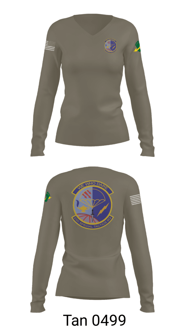 Women's Long Sleeve Vneck Shirt, , Air Force, Teamtime, Team time, sublimation, custom sports apparel, team uniforms, spirit wear, spiritwear, sports uniforms, custom shirts, team store, custom team store, fundraiser sports, apparel fundraiser