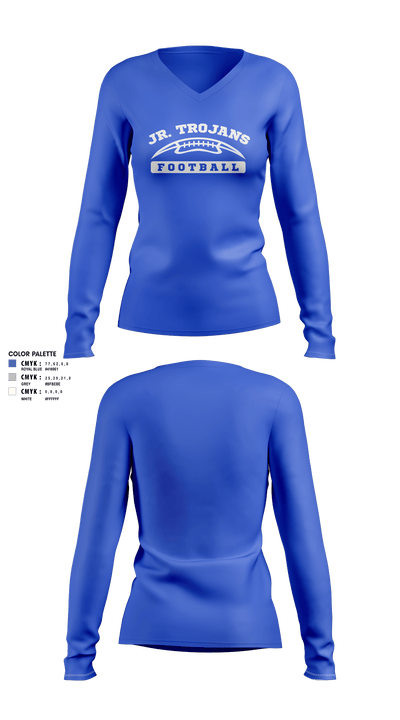 Orland Jr Trojans Football 79293862 Women's Long Sleeve V-neck Shirt - 1