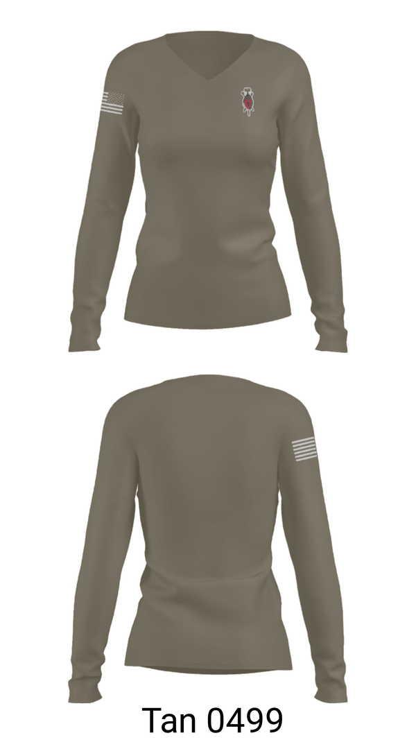 Women's Long Sleeve Vneck Shirt, , Army, Teamtime, Team time, sublimation, custom sports apparel, team uniforms, spirit wear, spiritwear, sports uniforms, custom shirts, team store, custom team store, fundraiser sports, apparel fundraiser