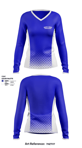 Women's Long Sleeve Vneck Shirt, Wirth/Parks Middle School, Spirit Store, Teamtime, Team time, sublimation, custom sports apparel, team uniforms, spirit wear, spiritwear, sports uniforms, custom shirts, team store, custom team store, fundraiser sports, apparel fundraiser