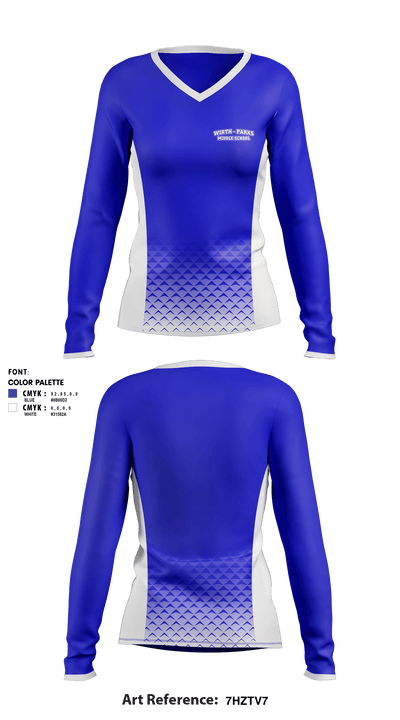 Wirth/Parks Middle School 65185303 Women's Long Sleeve V-neck Shirt - 1