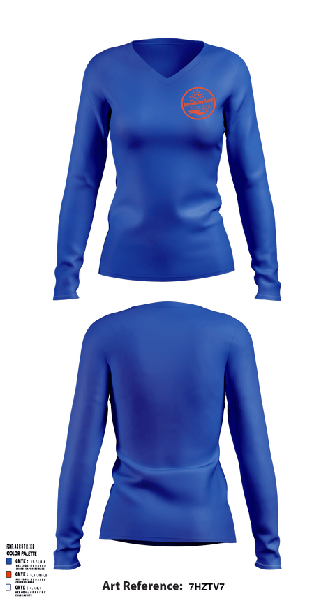Women's Long Sleeve Vneck Shirt, Mosholu Day Camp, Spirit Store, Teamtime, Team time, sublimation, custom sports apparel, team uniforms, spirit wear, spiritwear, sports uniforms, custom shirts, team store, custom team store, fundraiser sports, apparel fundraiser