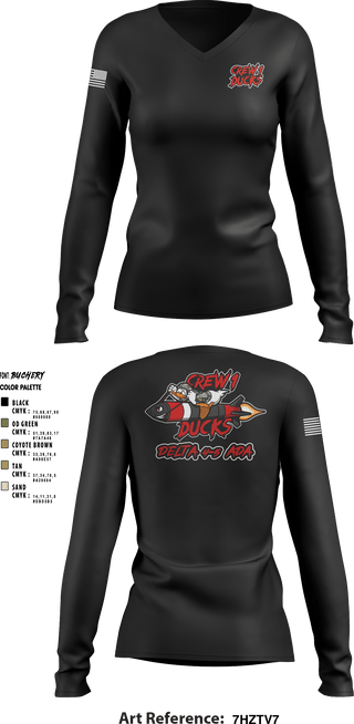 Women's Long Sleeve Vneck Shirt, , Army, Teamtime, Team time, sublimation, custom sports apparel, team uniforms, spirit wear, spiritwear, sports uniforms, custom shirts, team store, custom team store, fundraiser sports, apparel fundraiser