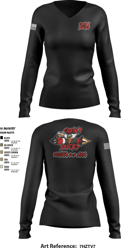 Delta 4-5 58559779 Women's Long Sleeve V-neck Shirt - 10