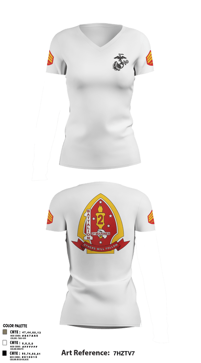 1st Battalion 2nd Marines 97957515 Women's Short Sleeve V-neck Shirt - 2