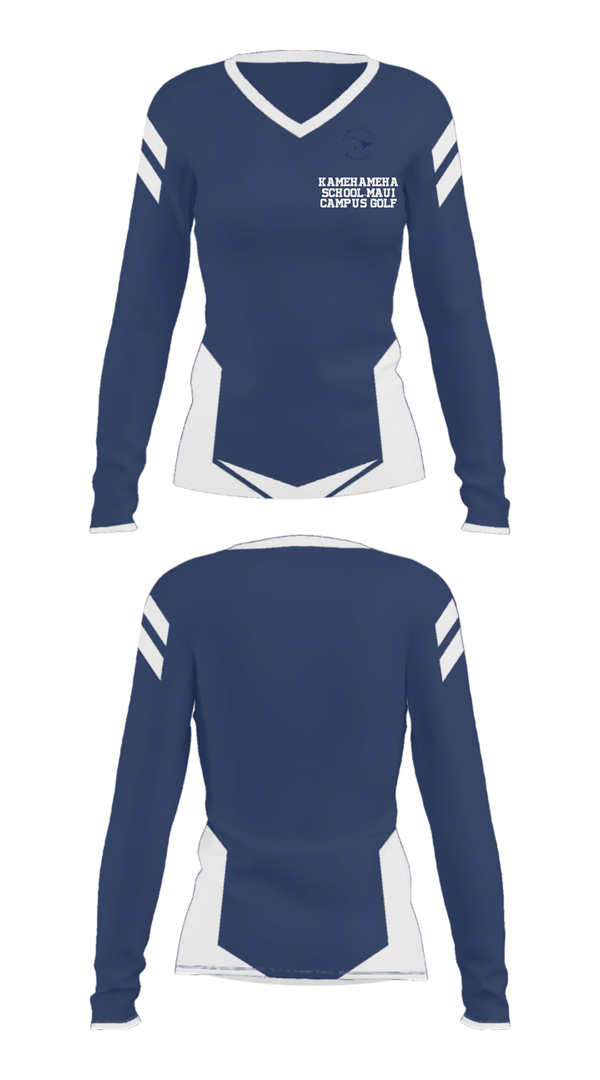 Women's Long Sleeve Vneck Shirt, Kamehameha School-Maui Campus Golf, Golf, Teamtime, Team time, sublimation, custom sports apparel, team uniforms, spirit wear, spiritwear, sports uniforms, custom shirts, team store, custom team store, fundraiser sports, apparel fundraiser