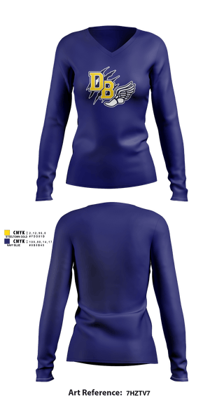 Women's Long Sleeve Vneck Shirt, David Brearley High School Track, Track & Field, Teamtime, Team time, sublimation, custom sports apparel, team uniforms, spirit wear, spiritwear, sports uniforms, custom shirts, team store, custom team store, fundraiser sports, apparel fundraiser