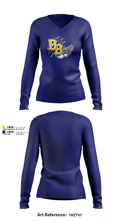 David Brearley High School Track 63405109 Women's Long Sleeve V-neck Shirt - 2