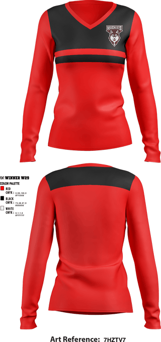 Women's Long Sleeve Vneck Shirt, Othello High School Volleyball, Women's Volleyball, Teamtime, Team time, sublimation, custom sports apparel, team uniforms, spirit wear, spiritwear, sports uniforms, custom shirts, team store, custom team store, fundraiser sports, apparel fundraiser