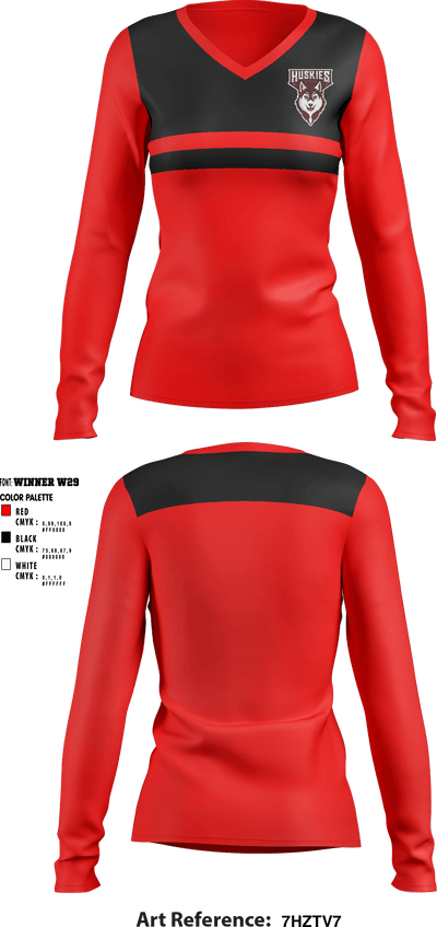 Othello High School Volleyball 2375763 Women's Long Sleeve V-neck Shirt - 1