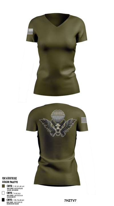 HHC Mortars, 2-505 PIR 68912099 Women's Short Sleeve V-neck Shirt - 31