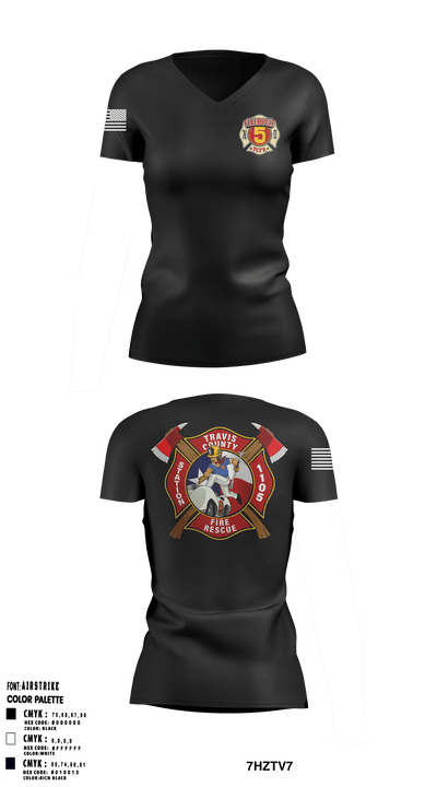 Travis County Firefighter Association Local 4583 1411314 Women's Short Sleeve V-neck Shirt - 1