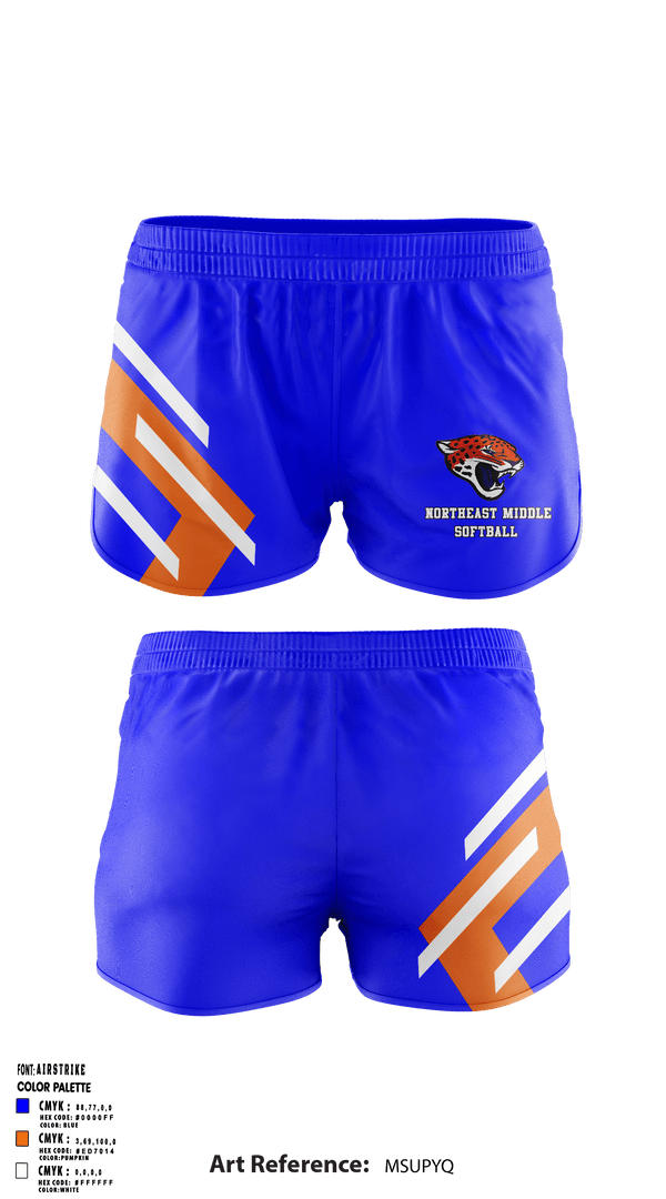 Women's Shorts, Northeast Middle School Softball, Softball, Teamtime, Team time, sublimation, custom sports apparel, team uniforms, spirit wear, spiritwear, sports uniforms, custom shirts, team store, custom team store, fundraiser sports, apparel fundraiser