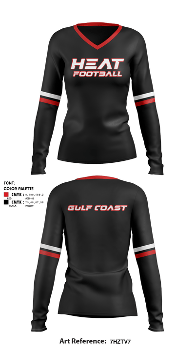 Gulf Coast Heat Flag Football 63004106 Women's Long Sleeve V-neck Shirt - 3