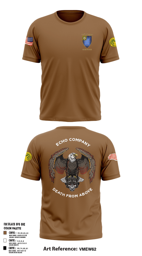 Short Sleeve Performance Shirt, E Co 3-34 IN REG “Death from above”, Army, Teamtime, Team time, sublimation, custom sports apparel, team uniforms, spirit wear, spiritwear, sports uniforms, custom shirts, team store, custom team store, fundraiser sports, apparel fundraiser