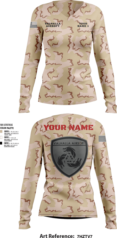 Valhalla Airsoft 98104221 Women's Long Sleeve V-neck Shirt - 12
