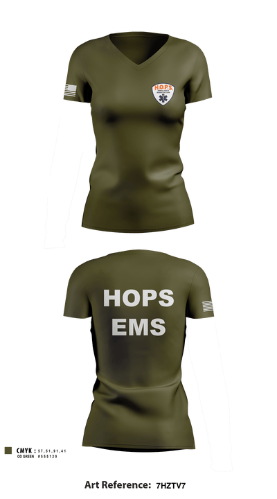 HOPS EMS 88989109 Women's Short Sleeve V-neck Shirt - 2