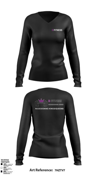 Women's Long Sleeve Vneck Shirt, BFitnessBFitness, , Teamtime, Team time, sublimation, custom sports apparel, team uniforms, spirit wear, spiritwear, sports uniforms, custom shirts, team store, custom team store, fundraiser sports, apparel fundraiser