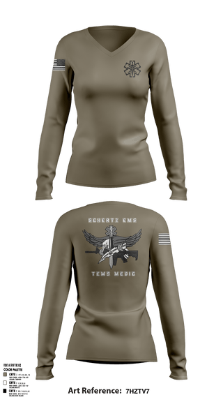 Women's Long Sleeve Vneck Shirt, Schertz SWAT, Fire Department, Teamtime, Team time, sublimation, custom sports apparel, team uniforms, spirit wear, spiritwear, sports uniforms, custom shirts, team store, custom team store, fundraiser sports, apparel fundraiser